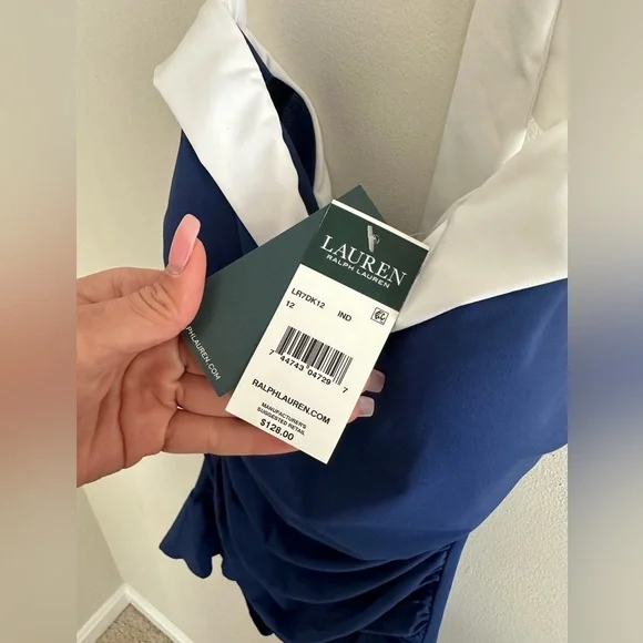 NWT Ralph Lauren Bel Air Skirted one piece blue and white swimsuit size 12 - Picture 5 of 7